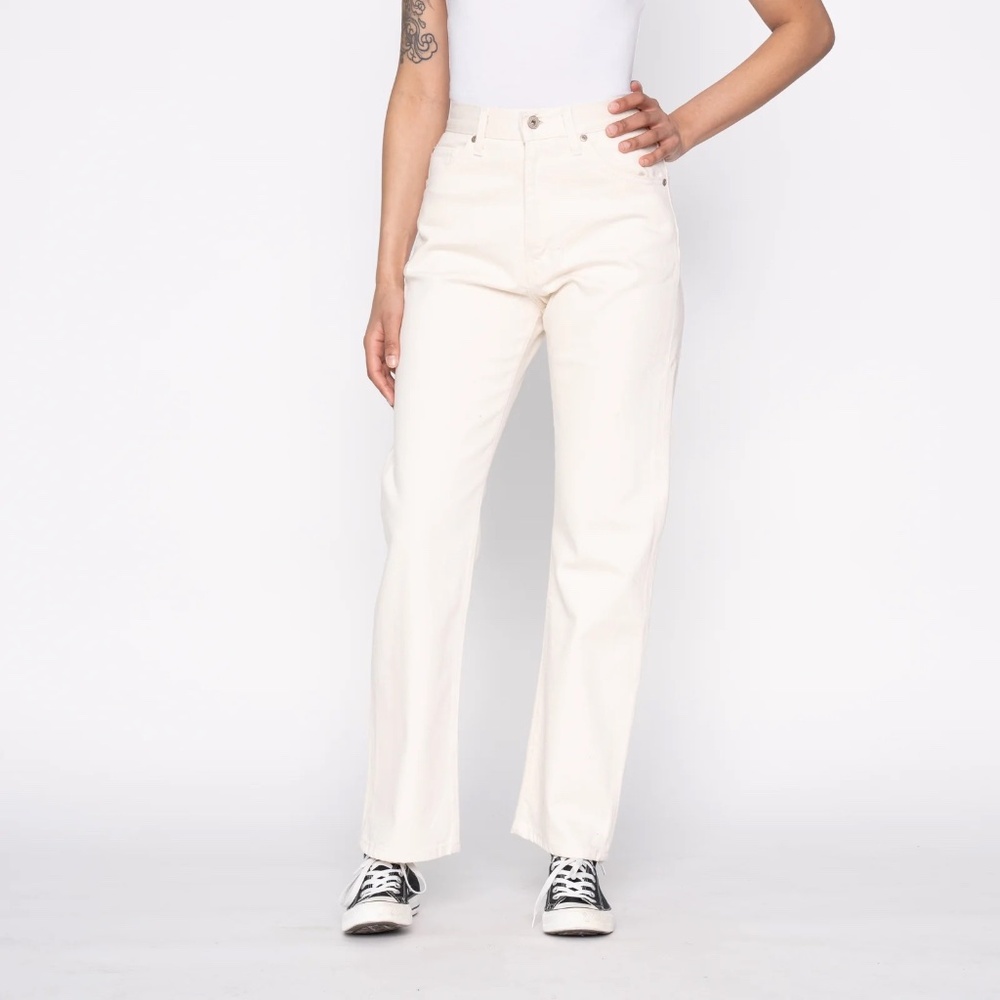Naked & Famous Natural Seed Denim Jeans Cream 27 High Rise Stretch